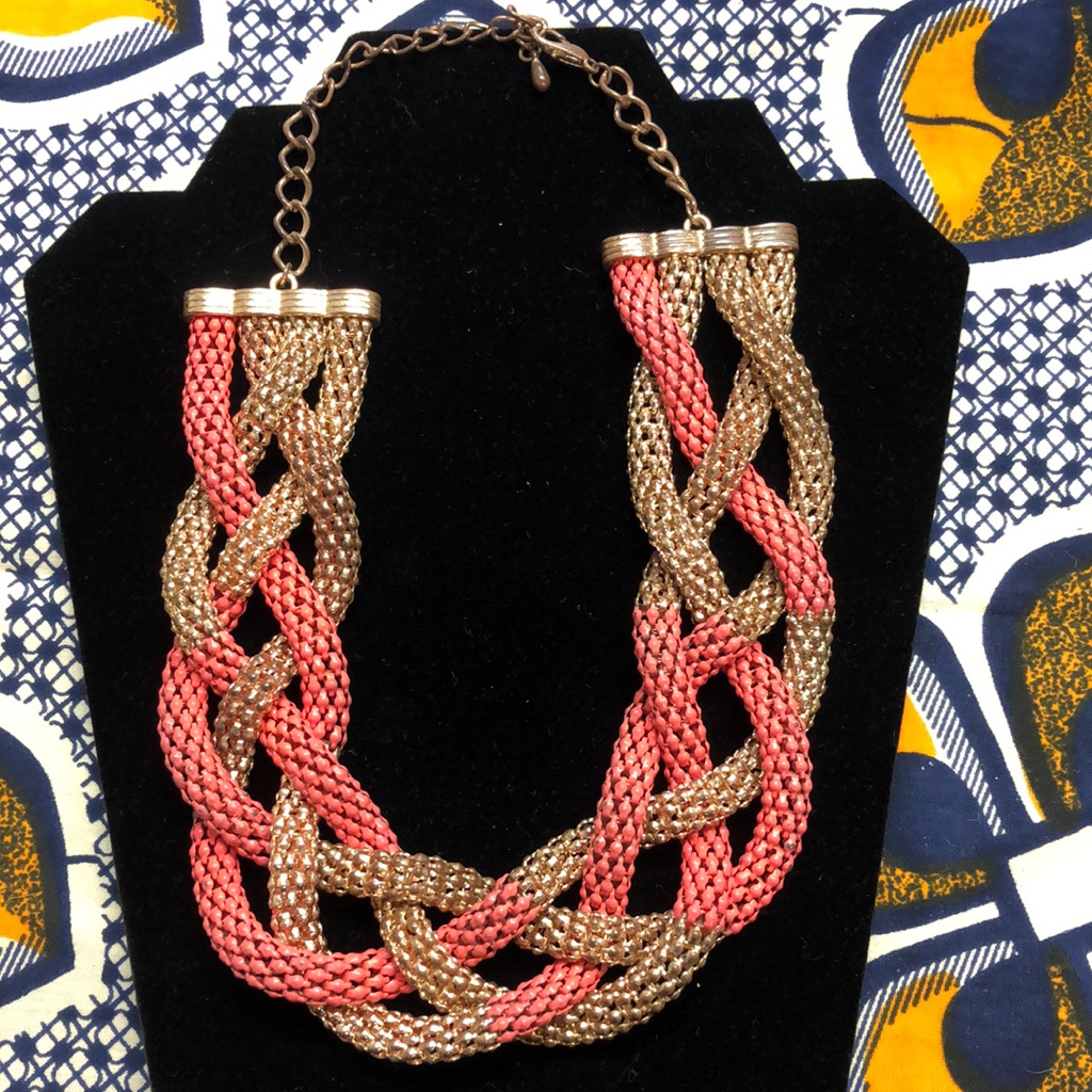 Enamel Chain Braided Bib Necklace